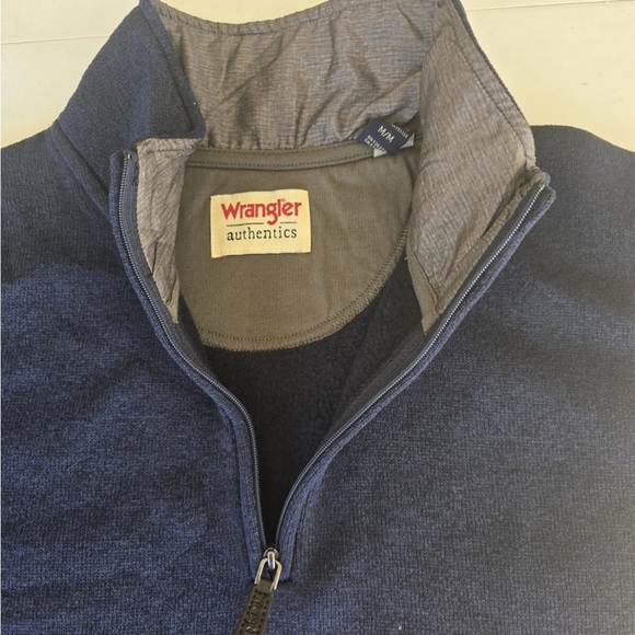 Wrangler Authentics Men's 1/4 Zip Solid Pullover Sweater Blue Sz M New Henley - Picture 7 of 12